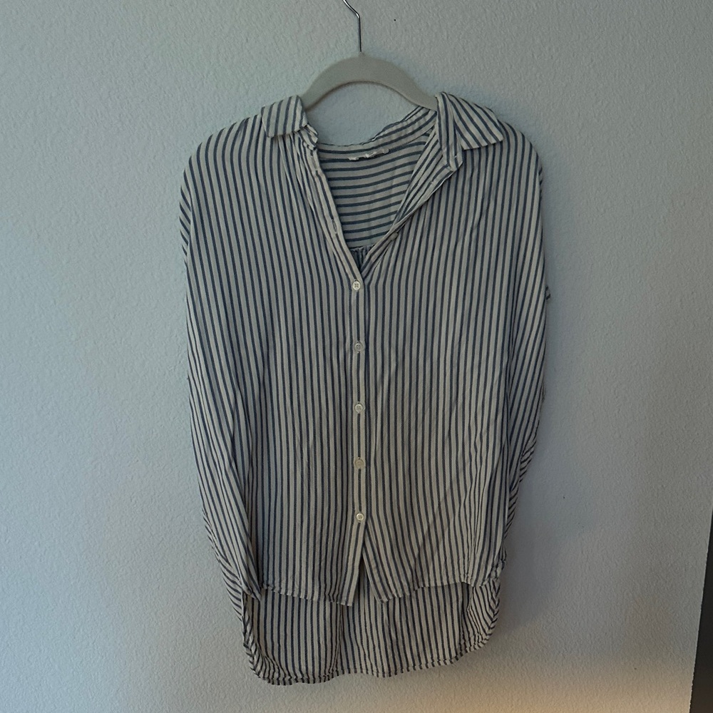 Classic Blue and White Striped Button Down Shirt